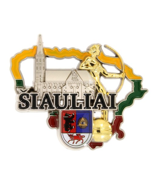 Šiauliai Magnet with Cathedral and Coat of Arms